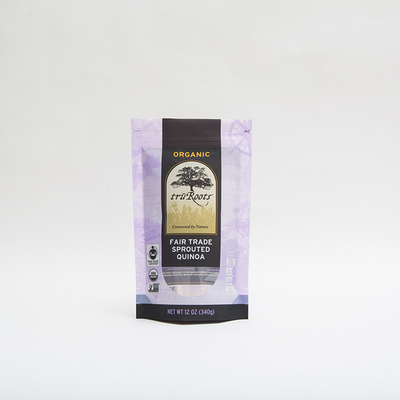 12OZ 340 گرم بسته بندی مواد غذایی کیسه زیپ زیپ کیسه زیپ ایستاده برای کینوا جوانه زده