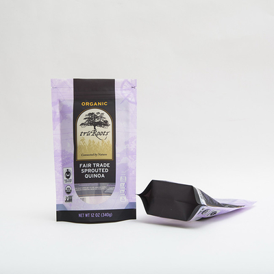 12OZ 340 گرم بسته بندی مواد غذایی کیسه زیپ زیپ کیسه زیپ ایستاده برای کینوا جوانه زده