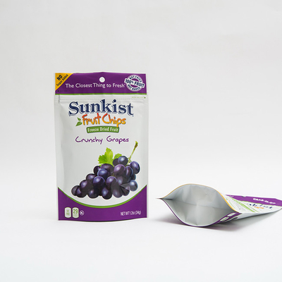 1.2 اونس چیپس میوه VMPET کیسه زیپ ایستاده بسته بندی پلاستیکی کیسه ای قابل آب بندی