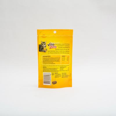 92 میکرون PE80 Stand Up کیسه بسته بندی غذای حیوانات خانگی بسته بندی مولتی ویتامین پلاستیکی غذای گربه